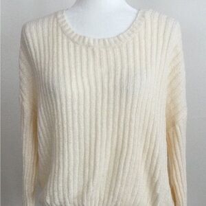 StreetWear  Society Cream Ribbed Knit Women's Sweater  Size L 🪷